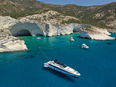 Aerial,Drone,Photo,Of,Kleftiko,A,Beautiful,Scenic,White,Volcanic