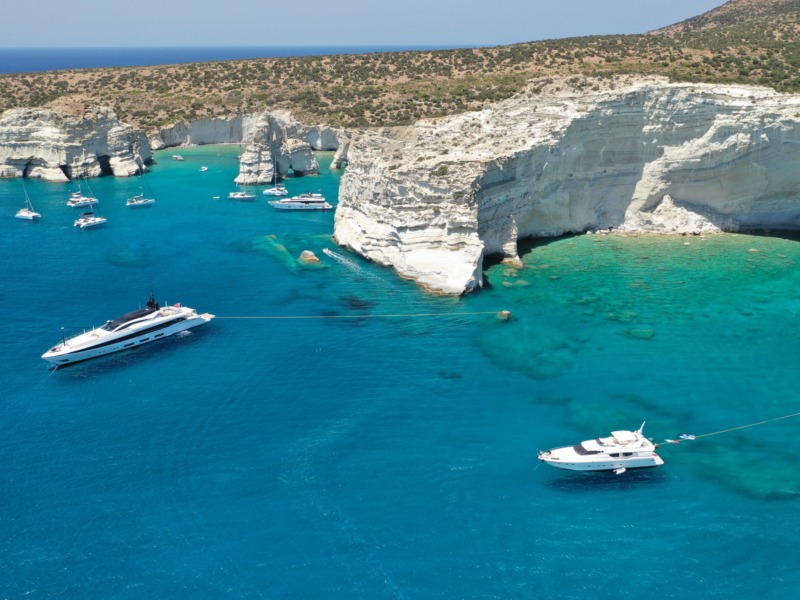 Aerial,Drone,Photo,Of,Kleftiko,A,Beautiful,Scenic,White,Volcanic